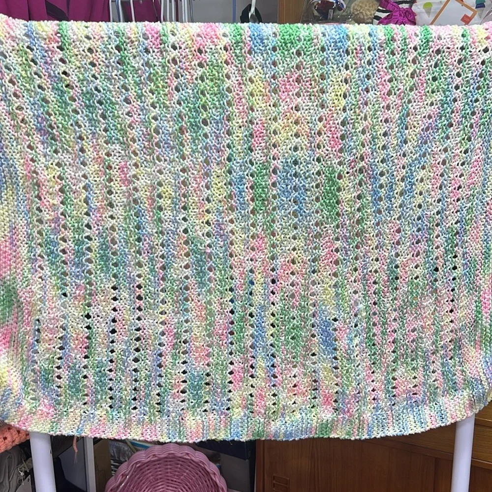 40 x 41 Hand Knit Throw Blanket Small Handmade